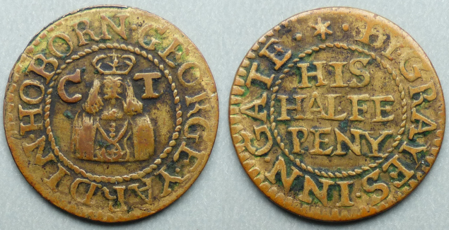 George Yard (Gray's Inn Gate), C T halfpenny token